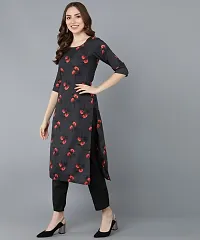 Kurti Pant Set for Women - Crepe Long Straight Printed Kurta with Pant-thumb2