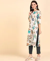 Kurti Pant Set for Women - Crepe Long Straight Printed Kurta with Pant-thumb2