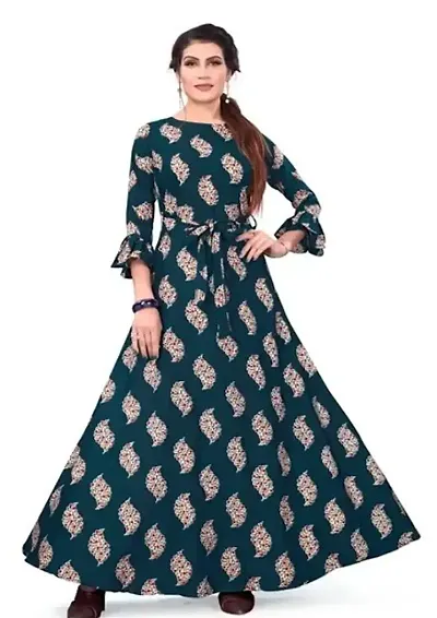 New Ethnic 4 You Womens Anarkali Gown_(Blue Color_Gw-199)