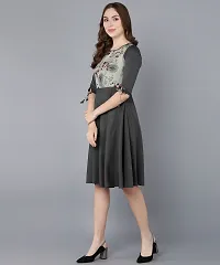 New Ethnic 4 You Women Fit and Flare Grey Western Dress-thumb2