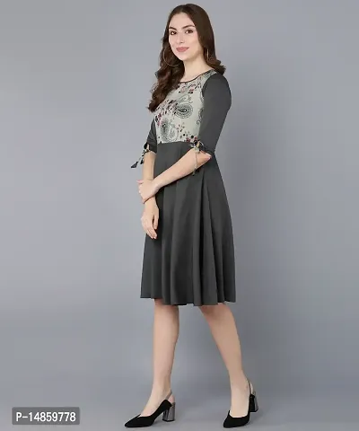 New Ethnic 4 You Women Fit and Flare Grey Western Dress-thumb3