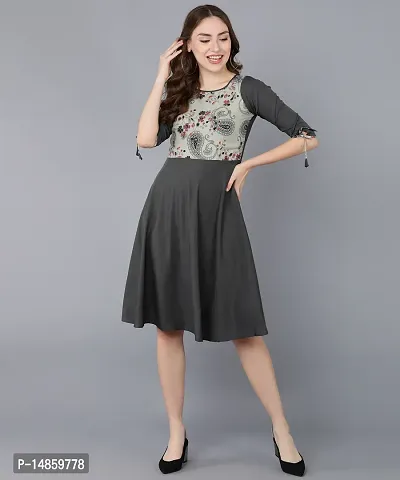 New Ethnic 4 You Women Fit and Flare Grey Western Dress-thumb4