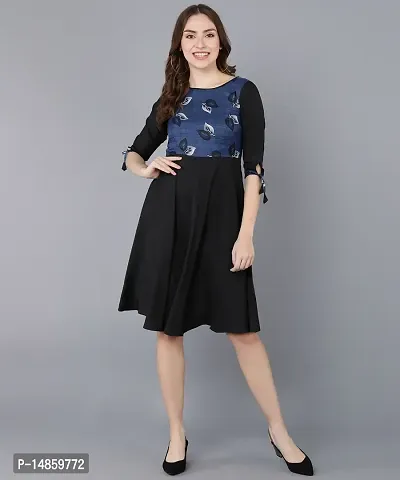 New Ethnic 4 You Women Fit and Flare Black Western Dress-thumb4