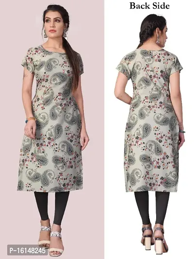 Womens Printed Crepe Straight Cut Kurti-thumb0