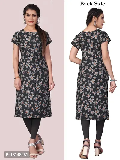 Womens Printed Crepe Straight Cut Kurti-thumb0