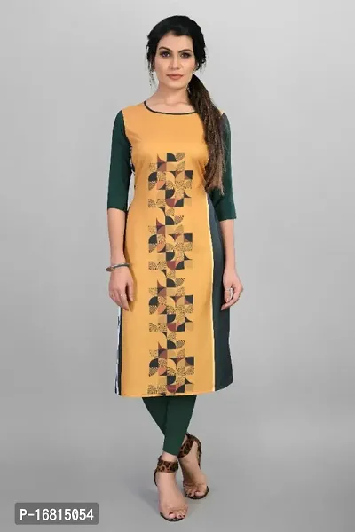 Beautiful Printed Full-Stitched Crepe Straight Kurta for Women-thumb0