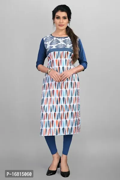 Beautiful Printed Full-Stitched Crepe Straight Kurta for Women