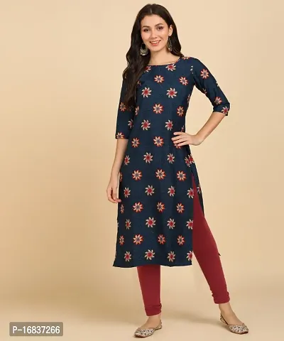 New Ethnic 4 You Womens Printed Full-Stitched Crepe Straight Kurti