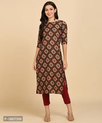 New Ethnic 4 You Womens Printed Full-Stitched Crepe Straight Kurti