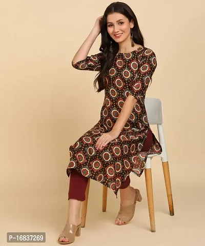 New Ethnic 4 You Womens Printed Full-Stitched Crepe Straight Kurti-thumb4