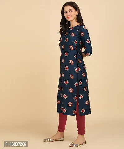 New Ethnic 4 You Womens Printed Full-Stitched Crepe Straight Kurti-thumb2