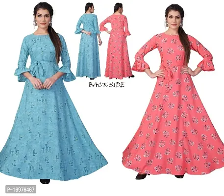 Womens Ethnic  Fit and Flare Anarkali Gown (Combo Pack Of 2)-thumb0