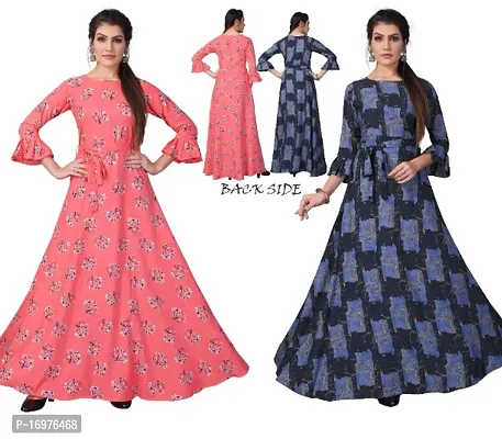 Womens Ethnic Fit and Flare Anarkali Gown (Combo Pack Of 2)