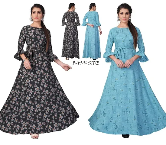 Womens Ethnic Fit and Flare Anarkali Gown (Combo Pack Of 2)