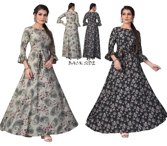 Womens Ethnic Fit and Flare Anarkali Gown (Combo Pack Of 2)