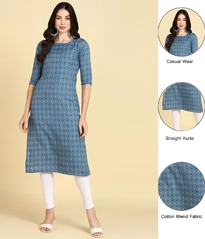 Printed Cotton Blend Straight Kurtas