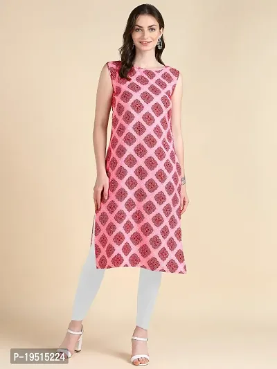 Women's Sleeveless Crepe Printed Kurta