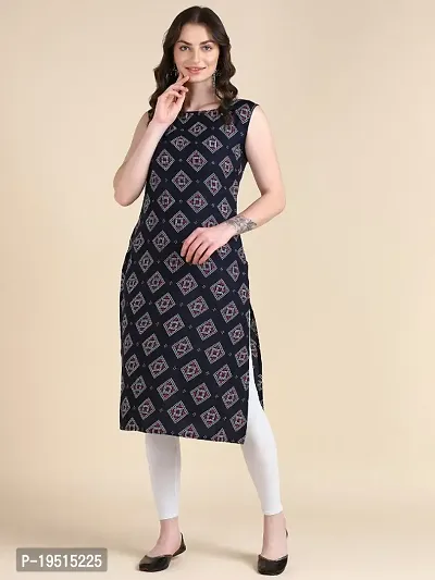 Women's Sleeveless Crepe Printed Kurta