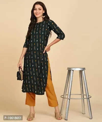 Womens Crepe Long Straight Printed Kurta with Pant