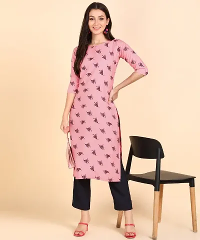 Crepe Long Straight Printed Kurta with Pant