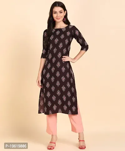 Womens Crepe Long Straight Printed Kurta with Pant-thumb0