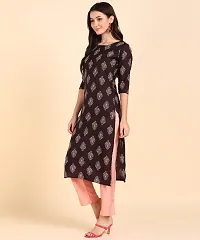 Womens Crepe Long Straight Printed Kurta with Pant-thumb3