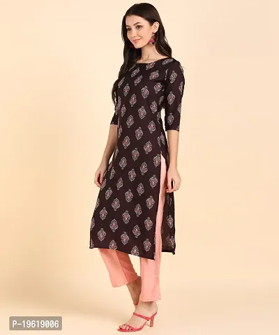 Womens Crepe Long Straight Printed Kurta with Pant-thumb4