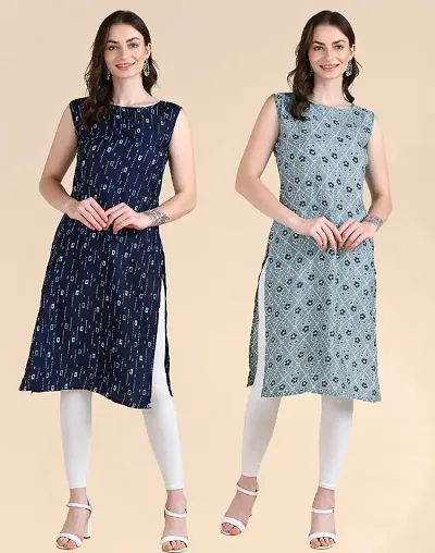 Womens Sleeveless Kurti Combo Of 2