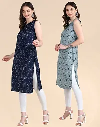 Womens Printed Sleeveless Kurti Combo Of 2-thumb4