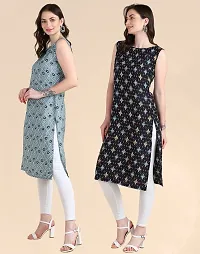 Women's Sleeveless Crepe Printed Kurta Combo Of 2-thumb3