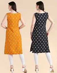 Women's Sleeveless Crepe Printed Kurta Combo Of 2-thumb2