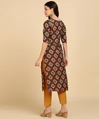 Kurti Pant Set for Women - Crepe Long Straight Printed Kurta with Pant-thumb1