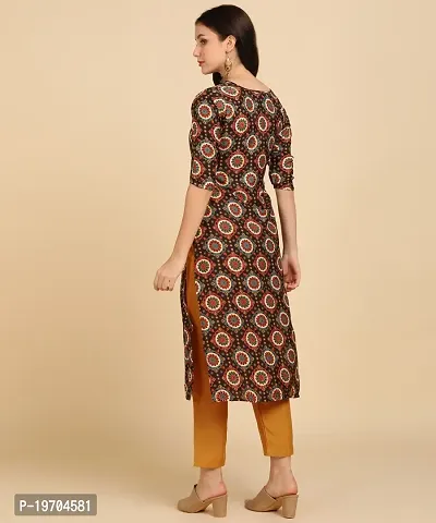 Kurti Pant Set for Women - Crepe Long Straight Printed Kurta with Pant-thumb2