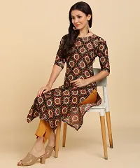 Kurti Pant Set for Women - Crepe Long Straight Printed Kurta with Pant-thumb3