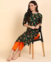 Kurti Pant Set for Women - Crepe Long Straight Printed Kurta with Pant-thumb2