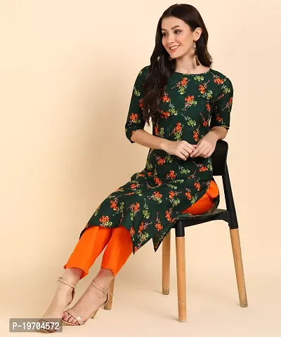 Kurti Pant Set for Women - Crepe Long Straight Printed Kurta with Pant-thumb3