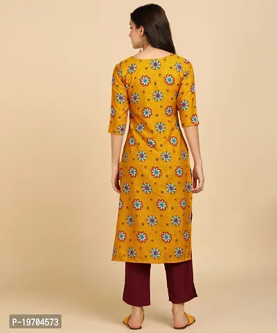 Kurti Pant Set for Women - Crepe Long Straight Printed Kurta with Pant-thumb2