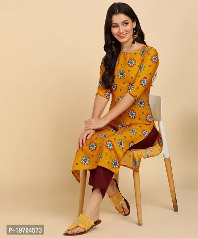 Kurti Pant Set for Women - Crepe Long Straight Printed Kurta with Pant-thumb3