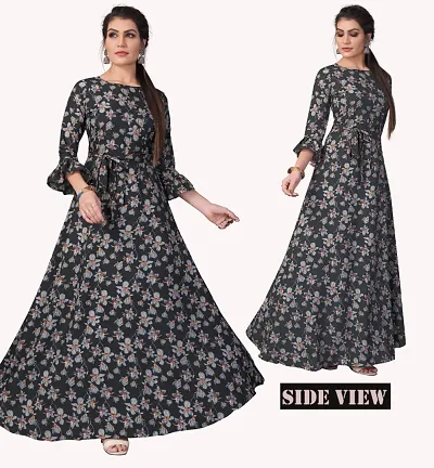 Attractive Printed Crepe Anarkali Gown