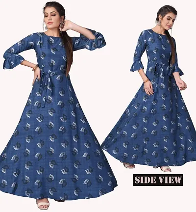 Attractive  Printed Crepe Anarkali Gown