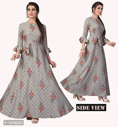 Womens Printed Crepe Anarkali Gown
