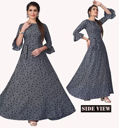 Attractive  Printed Crepe Anarkali Gown