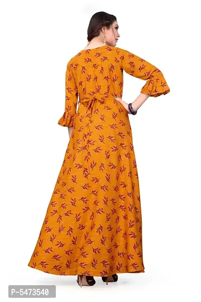 Women's Party Wear American Crepe Digital Printed Floor Length Gown-thumb3