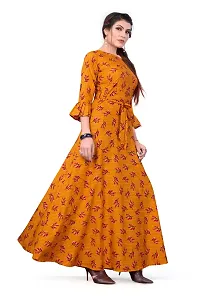 Women's Party Wear American Crepe Digital Printed Floor Length Gown-thumb3