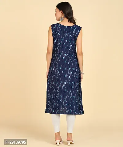 Womens Casual Wear Sleeveless Round Long Kurtis-thumb3