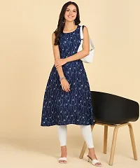 Womens Casual Wear Sleeveless Round Long Kurtis-thumb4