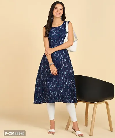 Womens Casual Wear Sleeveless Round Long Kurtis-thumb5