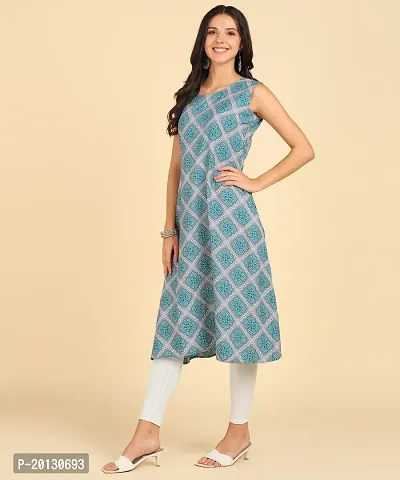 Womens Casual Wear Sleeveless Round Long Kurtis-thumb3