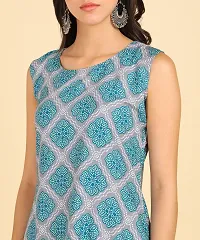 Womens Casual Wear Sleeveless Round Long Kurtis-thumb3