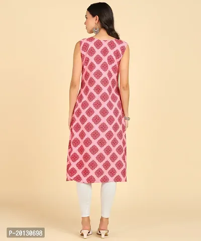 Womens Casual Wear Sleeveless Round Long Kurtis-thumb2